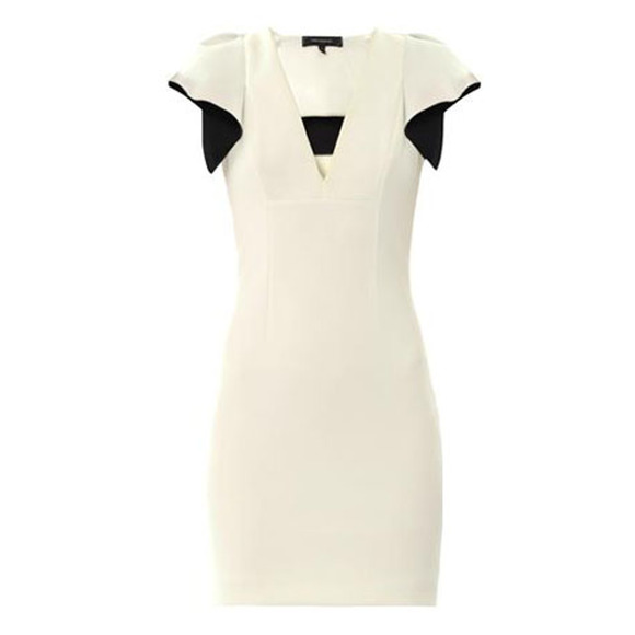 Robert Rodriguez Dresses & Skirts - NWT Robert Rodriguez Ruffle-Cape Neoprene Mini Sheath Dress White Black Womens 8